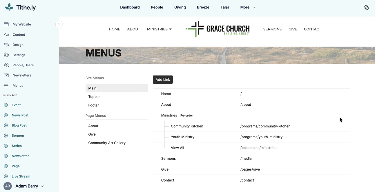 Sites Reorder Dropdown Menu Items.gif